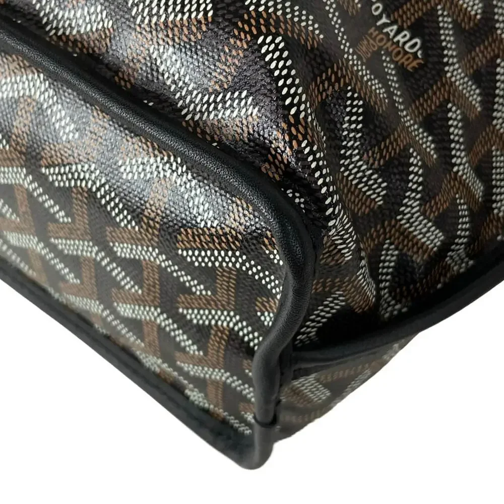 Goyard Ange Mini Handbag Black Dark Brown White chevroche calfskin Canvas